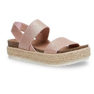 Madden girl platform espadrille pink sparkle strap sandals 11